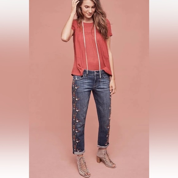 Anthropologie Pilcro and the Letterpress Hyphen Embroidered Relaxed Fit Jean 27 - Picture 1 of 16